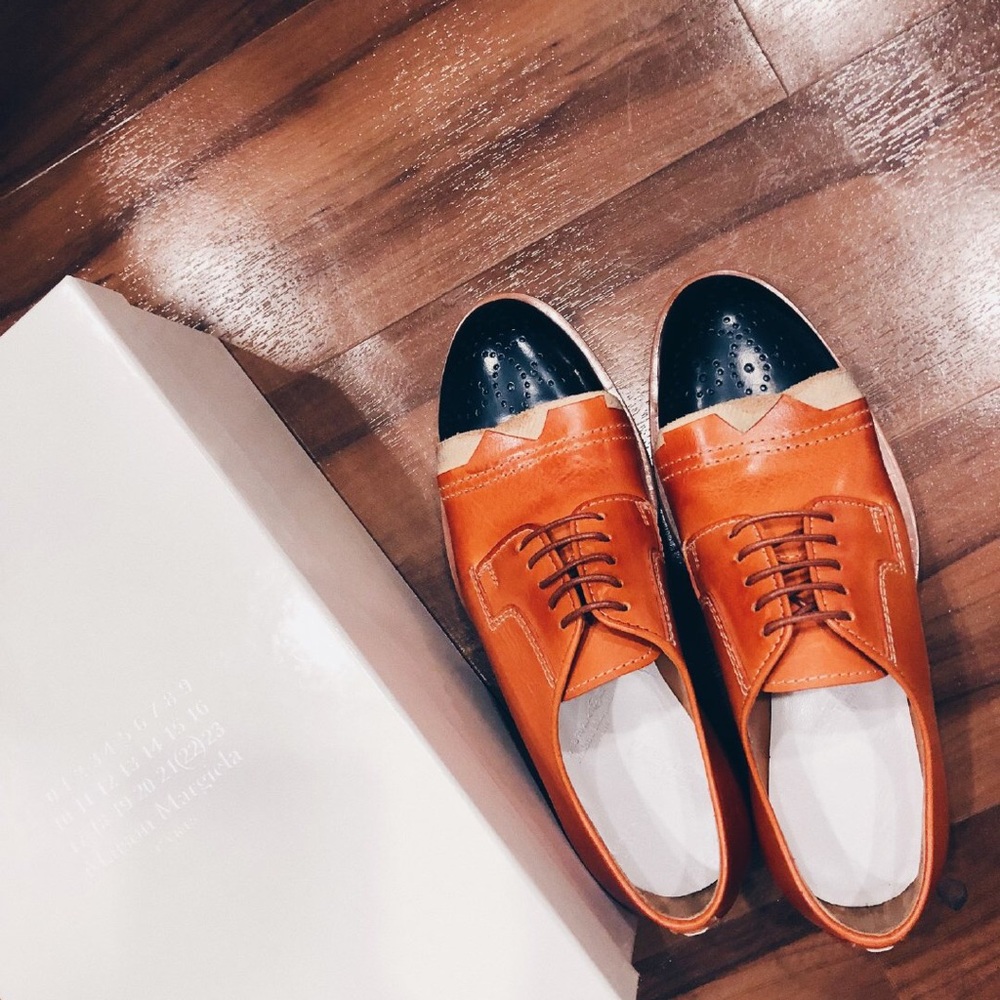 Maison Margiela Capped-toe leather oxfords